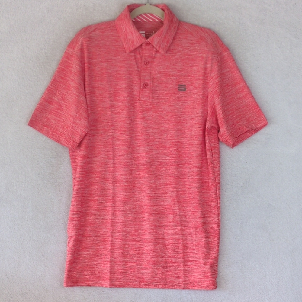 Three Sixty Six Men's Salmon Pink Athletic Performance Golf‎ Polo Size S